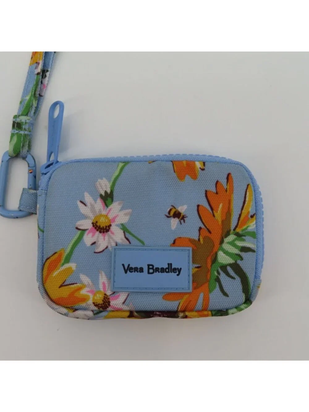 Vera Bradley Sunflower Sky RFID Zip Wristlet Wallet Flower Floral Bumble Bee